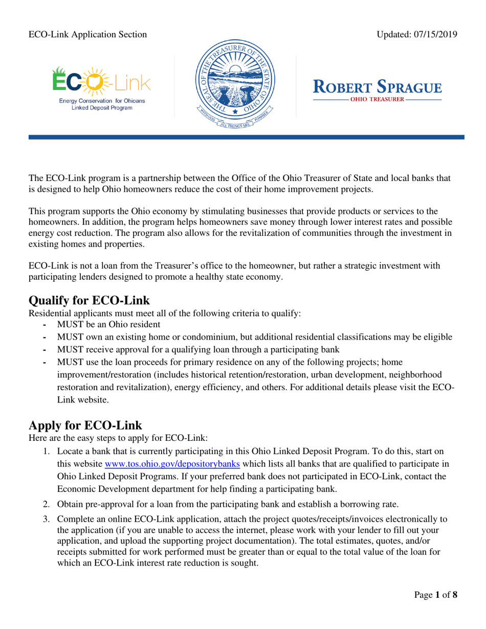 Eco-Link Application - Ohio, Page 1