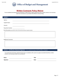 Document preview: Form 0301 Written Contracts Policy Waiver - Ohio