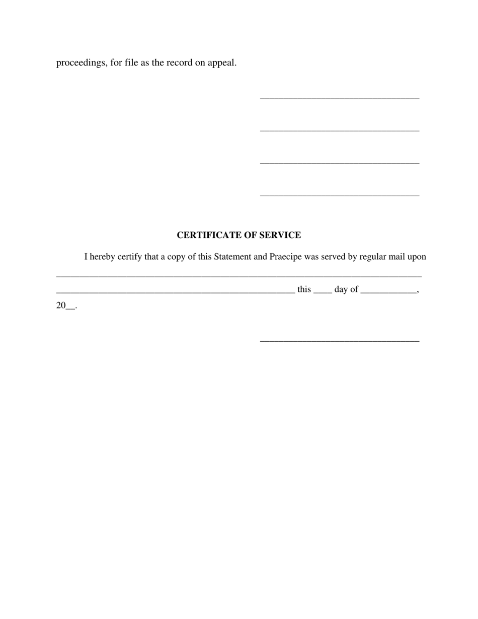 Ohio Statement and Praecipe (Statement of the Evidence) - Fill Out ...