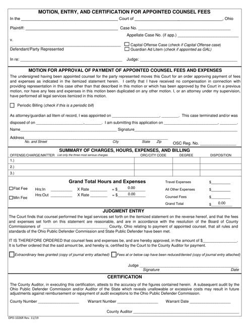 Form OPD-1026R Download Fillable PDF or Fill Online Motion, Entry, and ...