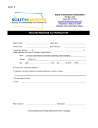 Patient Complaint Form - Board of Examiners in Optometry - South Dakota, Page 6