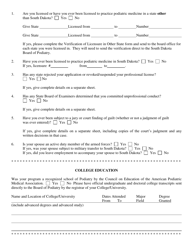 Application for the South Dakota Board of Podiatry Examiners - South Dakota, Page 2