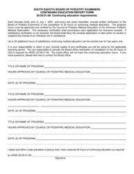 South Dakota Board of Podiatry Examiners Relicensure Application - South Dakota, Page 2