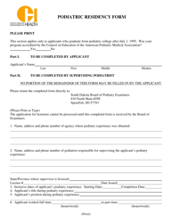 Podiatric Residency Form - South Dakota
