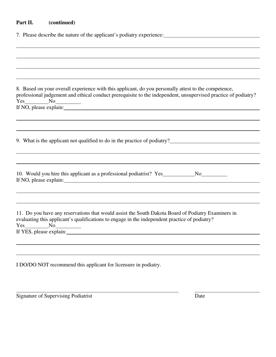 South Dakota Podiatric Residency Form Fill Out, Sign Online and