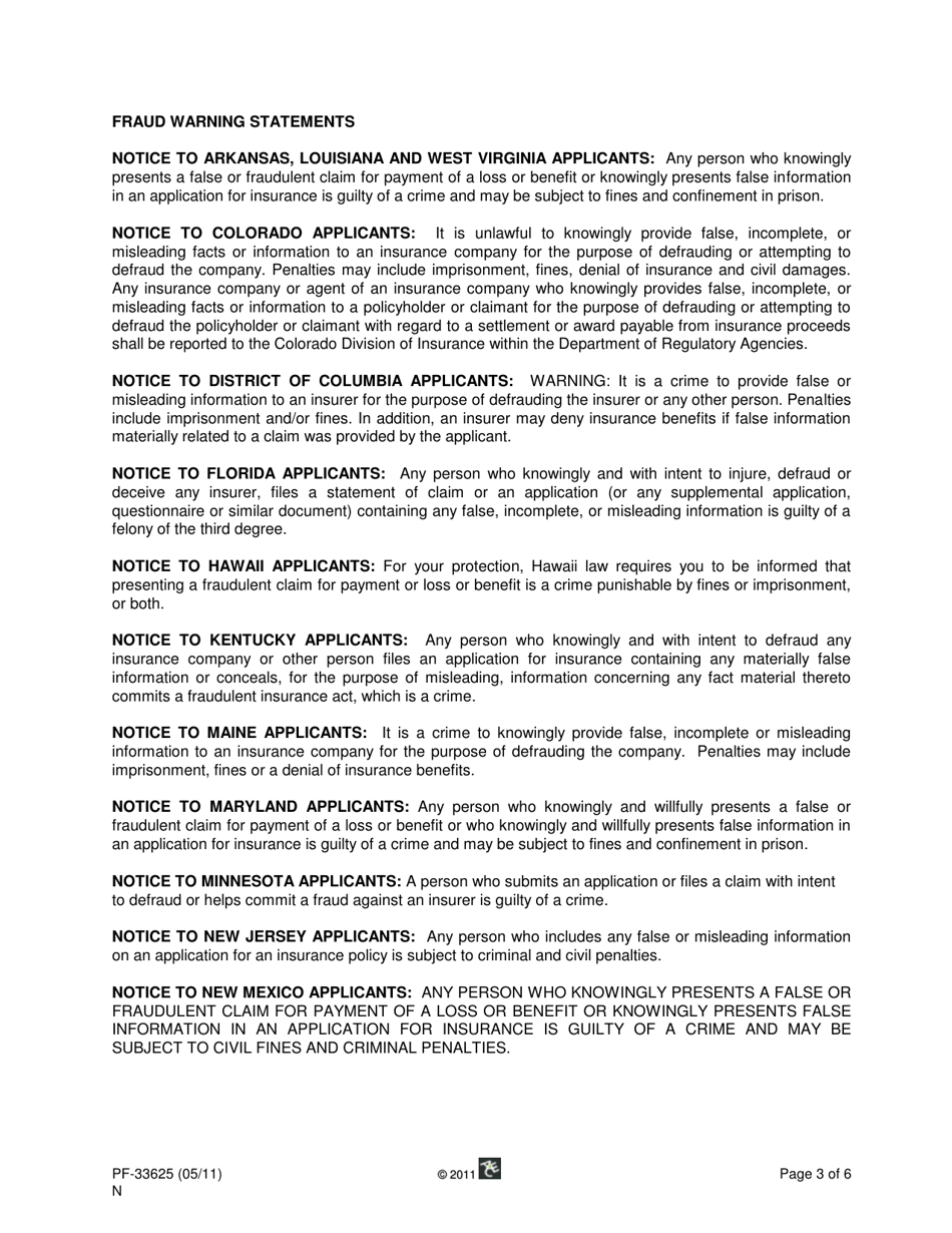 Form PF-33625 Application for Ace Express Non Profit Organization Management Indemnity Package - Texas, Page 3