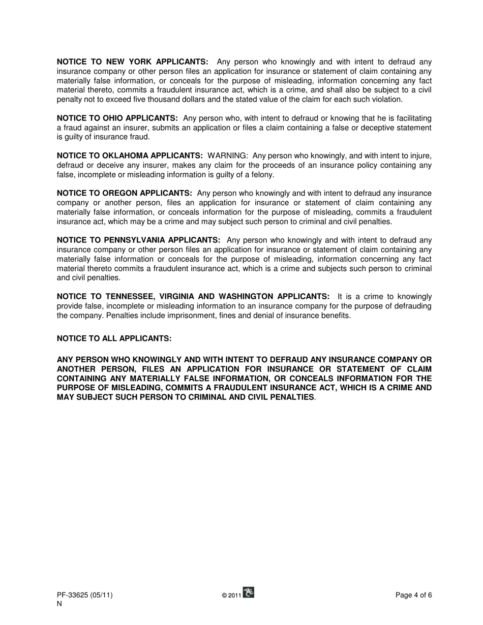 Form PF-33625 Application for Ace Express Non Profit Organization Management Indemnity Package - Texas, Page 4