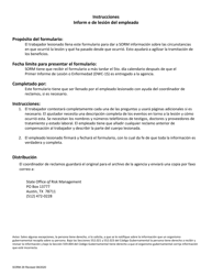 Formulario SORM-29 Informe De Lesion Del Empleado - Texas (Spanish), Page 2