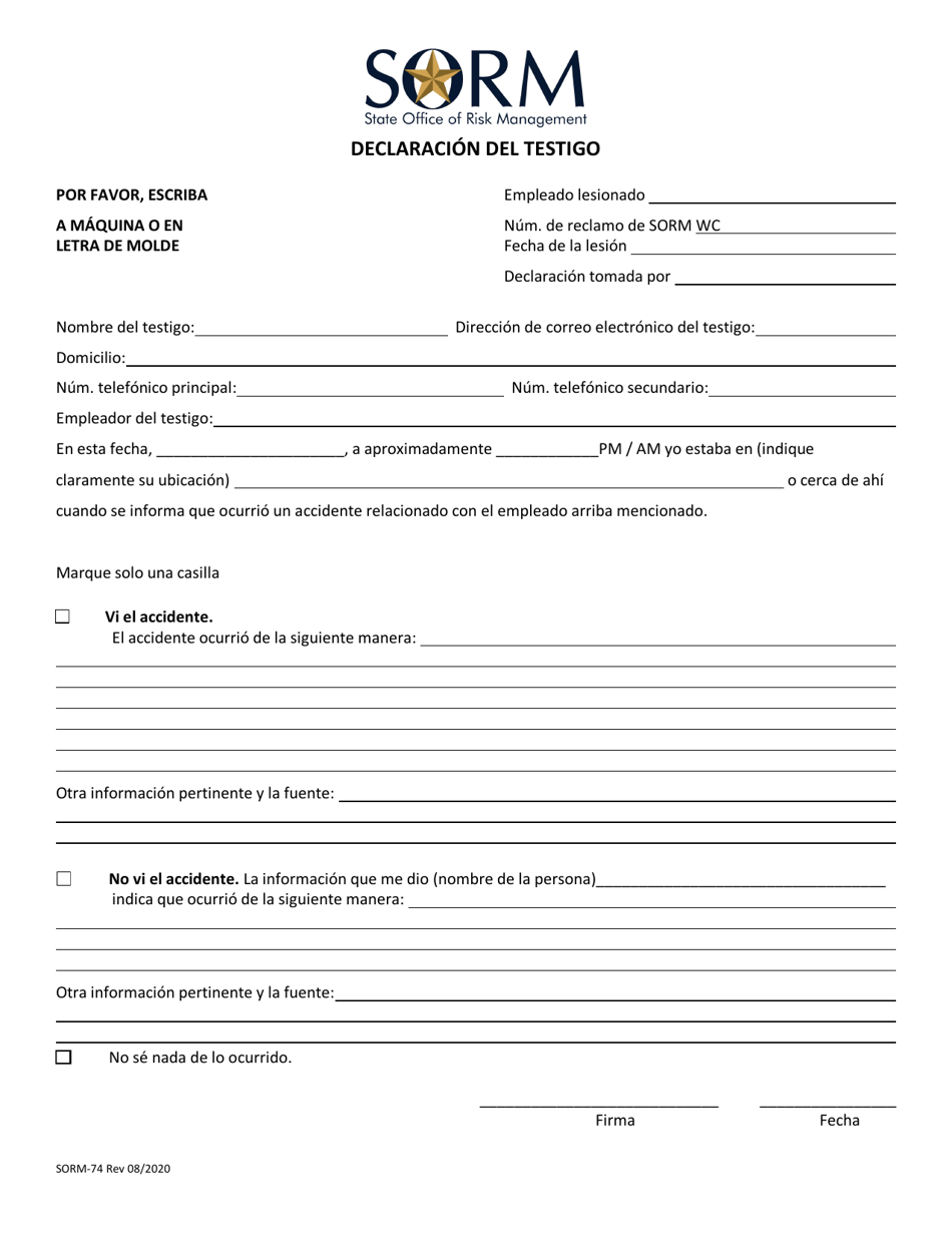 Sorm 203 Form.pdf Formulario SORM-74 - Fill Out, Sign Online and Download Fillable PDF ...