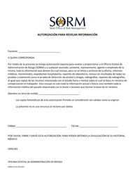 Document preview: Formulario SORM-16 Autorizacion Para Revelar Informacion - Texas (Spanish)