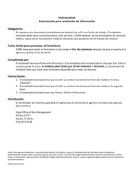 Formulario SORM-16 Autorizacion Para Revelar Informacion - Texas (Spanish), Page 2