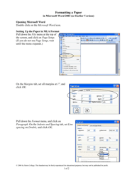 Setting up an Essay in Mla Format: Microsoft Word 2003 (Or Earlier Version) - Sierra College