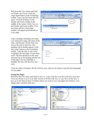 Setting up an Essay in Mla Format: Microsoft Word 2003 (Or Earlier Version) - Sierra College, Page 2