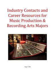 Document preview: Industry Contacts and Career Resources for Music Production & Recording Arts Majors