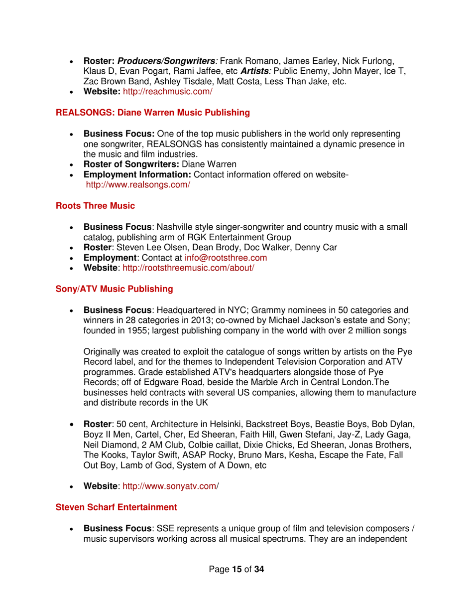 Industry Contacts and Career Resources for Music Production  Recording Arts Majors, Page 15