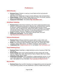Industry Contacts and Career Resources for Music Production &amp; Recording Arts Majors, Page 5