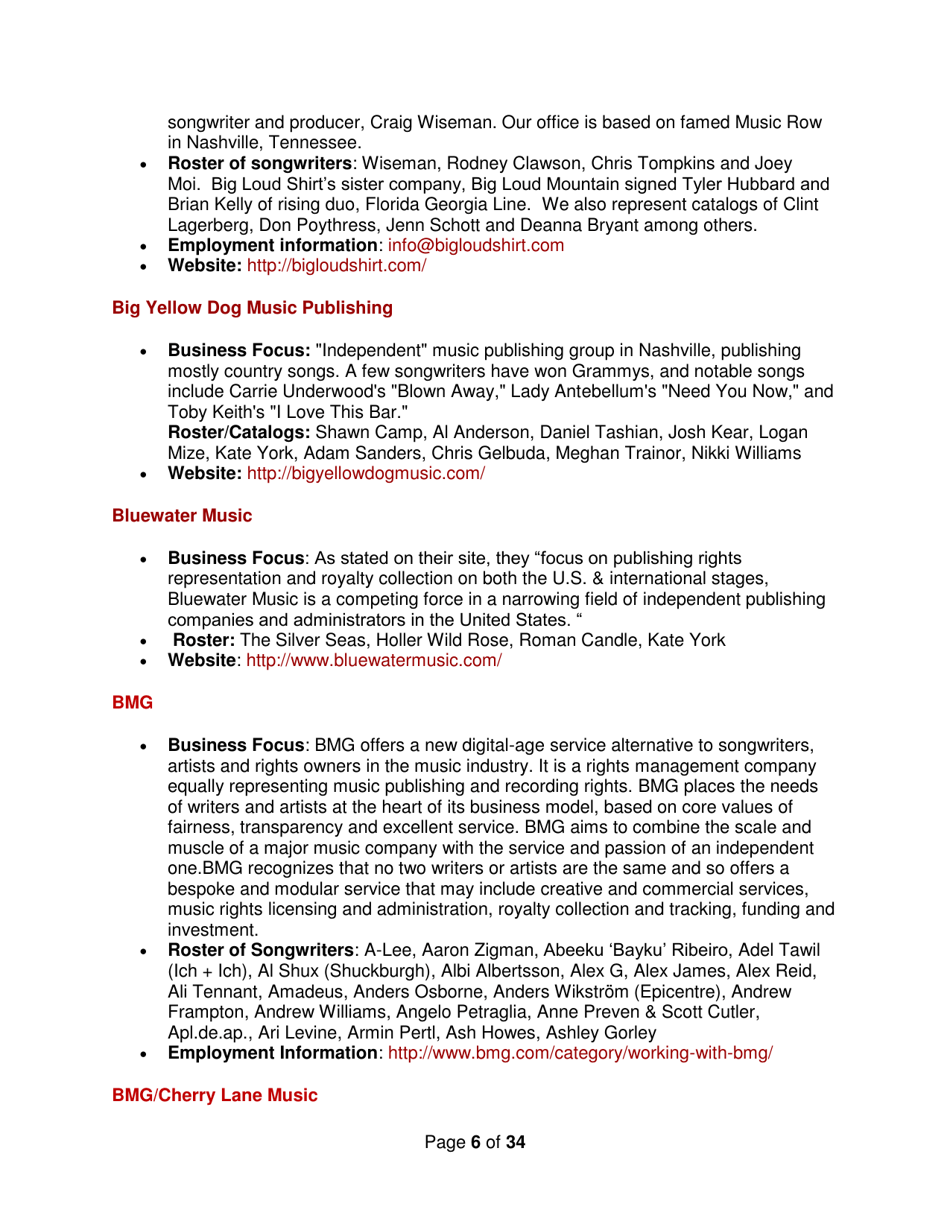 Industry Contacts and Career Resources for Music Production  Recording Arts Majors, Page 6