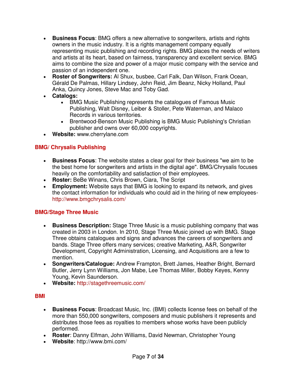 Industry Contacts and Career Resources for Music Production  Recording Arts Majors, Page 7