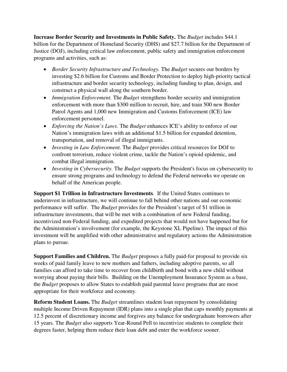 Fact Sheet: the Presidents Budget for Fiscal Year 2018, Page 3