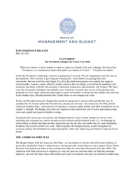 Document preview: Fact Sheet: the President's Budget for Fiscal Year 2022