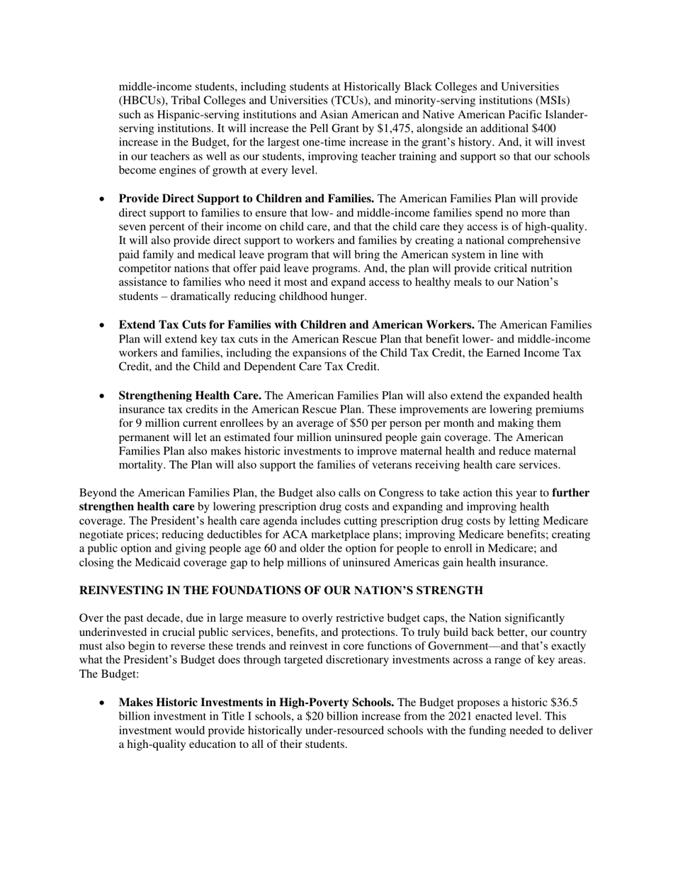 Fact Sheet: the Presidents Budget for Fiscal Year 2022, Page 3