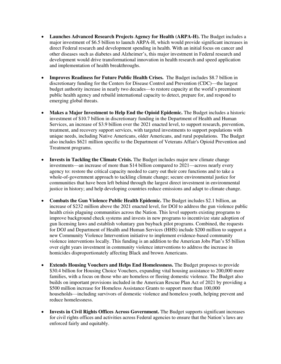 Fact Sheet: the Presidents Budget for Fiscal Year 2022, Page 4