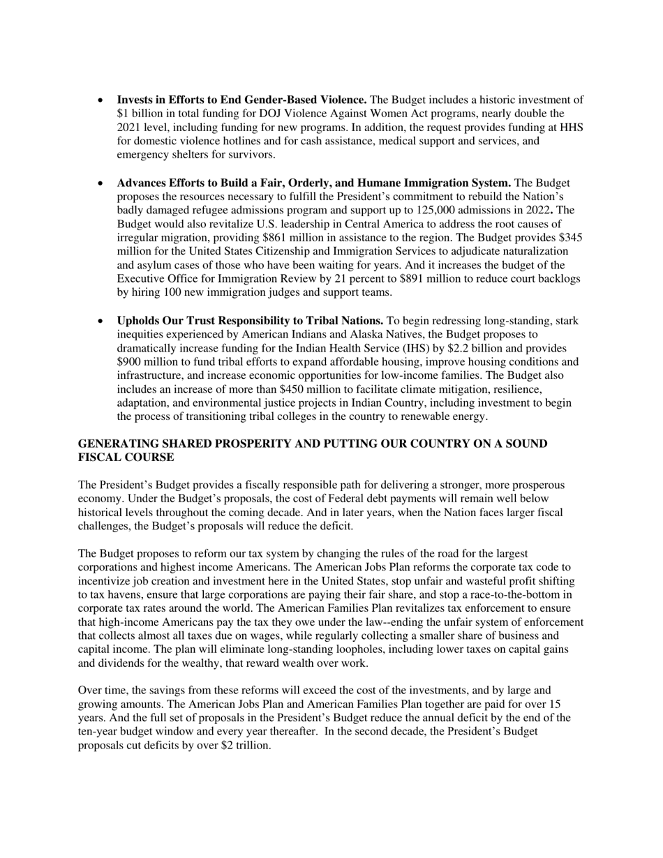 Fact Sheet: the Presidents Budget for Fiscal Year 2022, Page 5