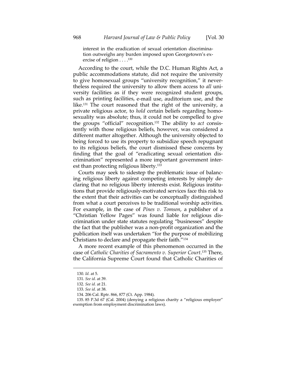 Or for Poorer? How Same-sex Marriage Threatens Religious Liberty - Roger Severino, Harvard Journal of Law  Public Policy, Page 30
