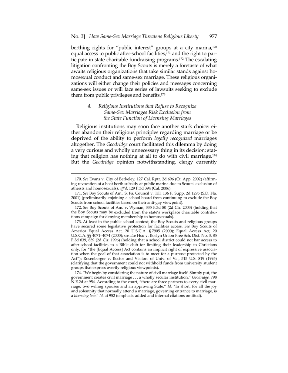 Or for Poorer? How Same-sex Marriage Threatens Religious Liberty - Roger Severino, Harvard Journal of Law  Public Policy, Page 39