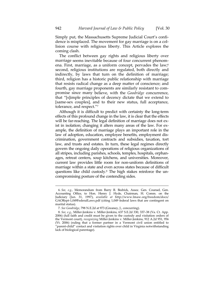 Or for Poorer? How Same-sex Marriage Threatens Religious Liberty - Roger Severino, Harvard Journal of Law  Public Policy, Page 4