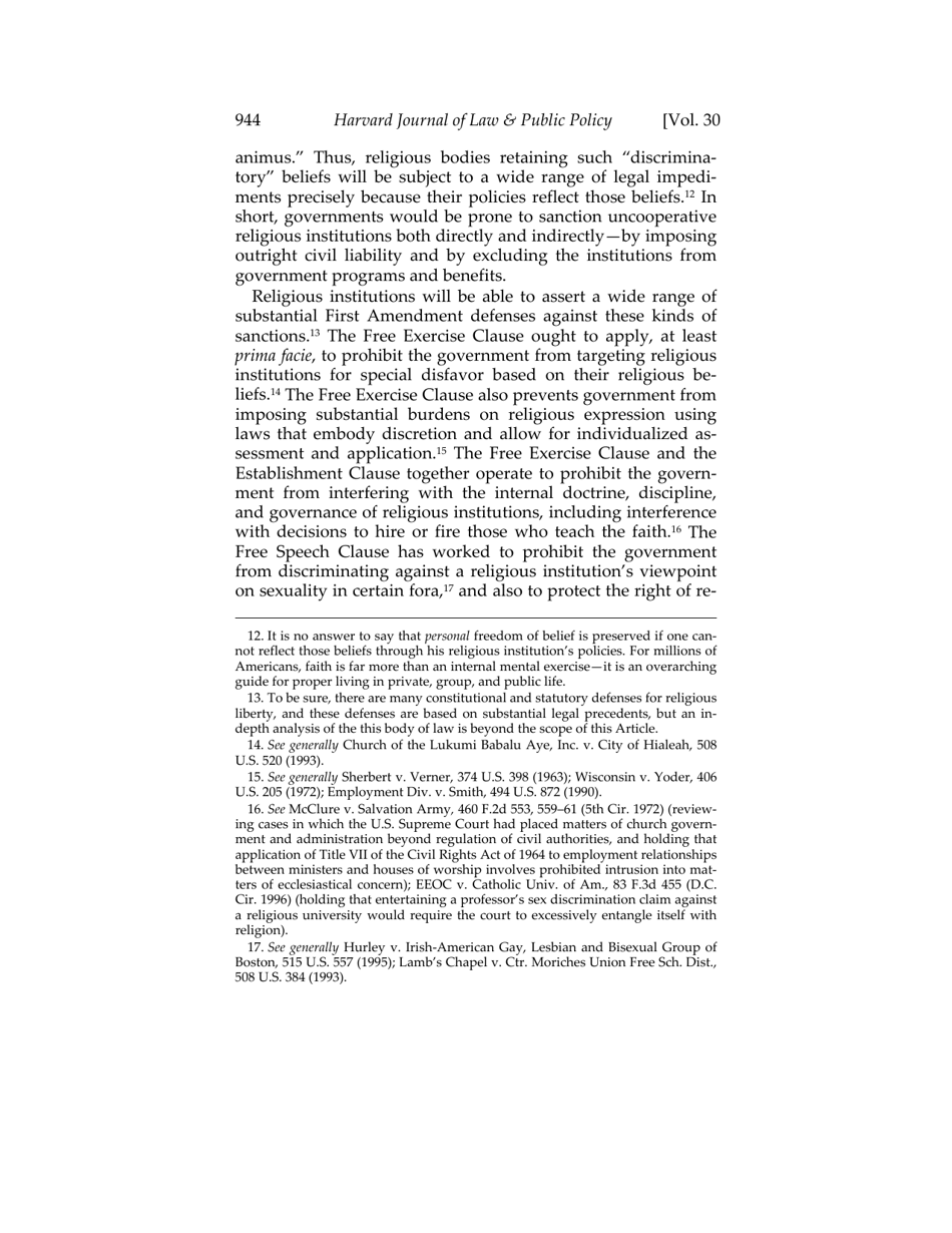 Or for Poorer? How Same-sex Marriage Threatens Religious Liberty - Roger Severino, Harvard Journal of Law  Public Policy, Page 6