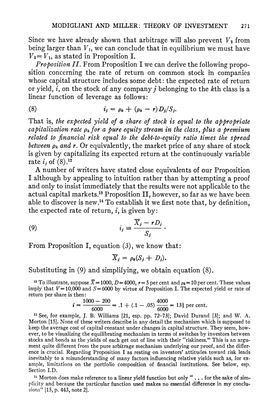 The Cost of Capital, Corporation Finance and the Theory of Investment - Franco Modigliani, Merton H. Miller, American Economic Review, Page 12