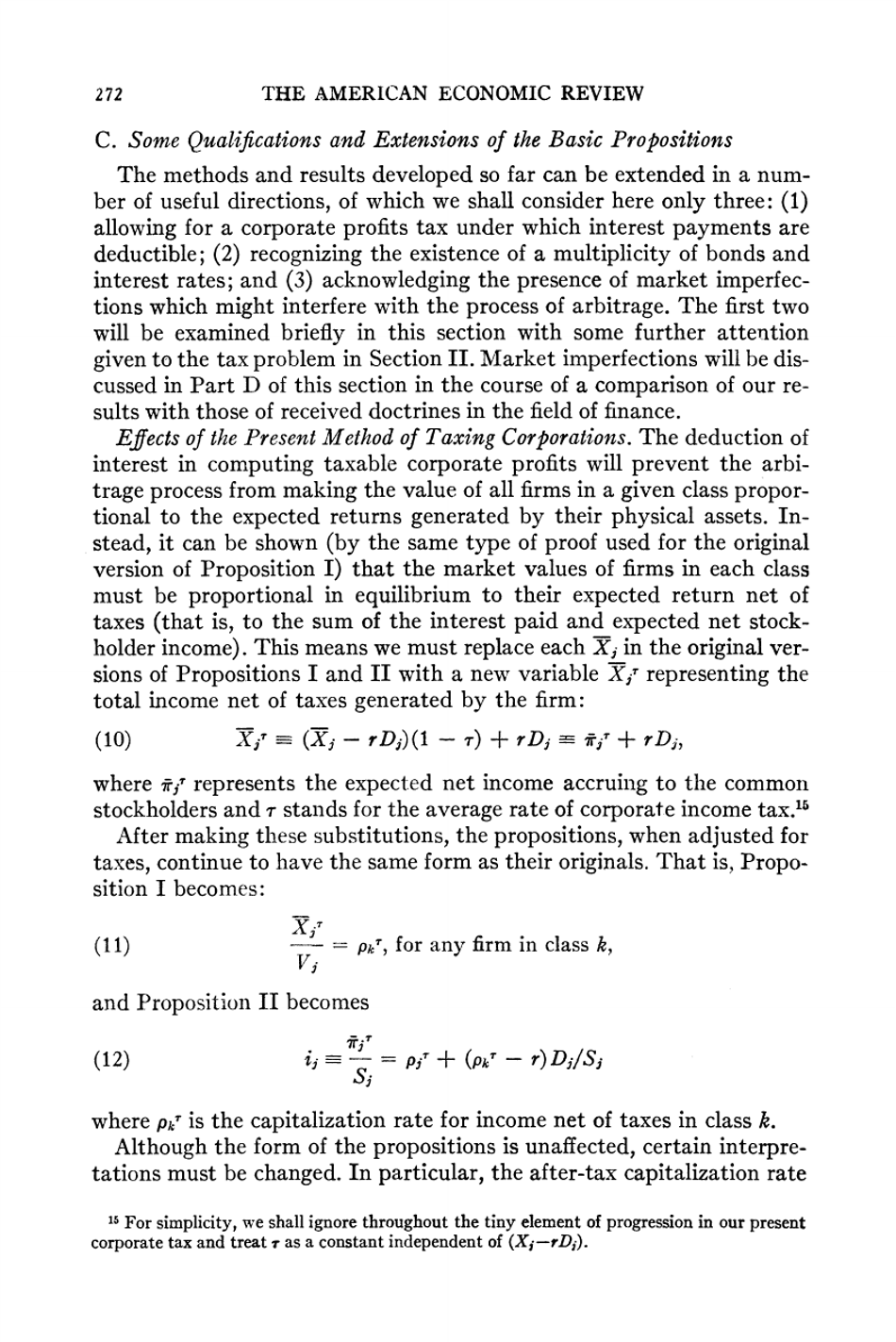 The Cost of Capital, Corporation Finance and the Theory of Investment - Franco Modigliani, Merton H. Miller, American Economic Review, Page 13