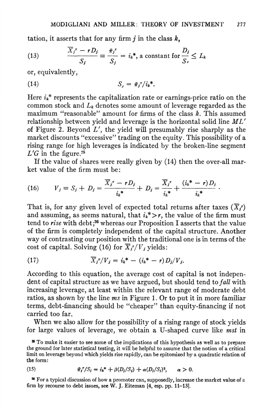 The Cost of Capital, Corporation Finance and the Theory of Investment - Franco Modigliani, Merton H. Miller, American Economic Review, Page 18