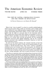 The Cost of Capital, Corporation Finance and the Theory of Investment - Franco Modigliani, Merton H. Miller, American Economic Review, Page 2