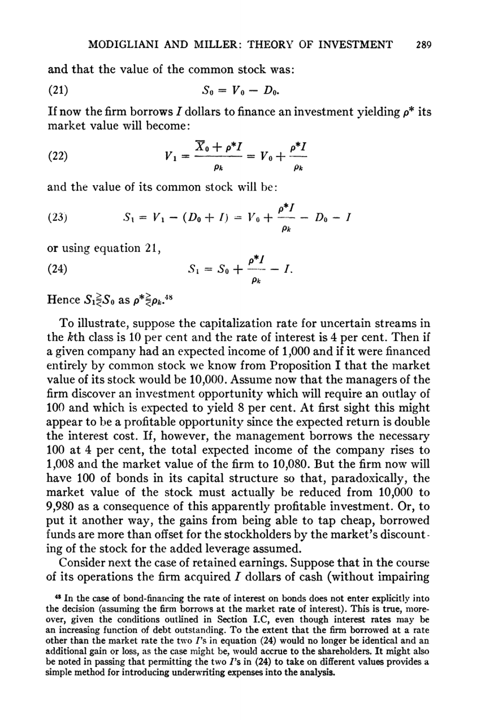 The Cost of Capital, Corporation Finance and the Theory of Investment - Franco Modigliani, Merton H. Miller, American Economic Review, Page 30