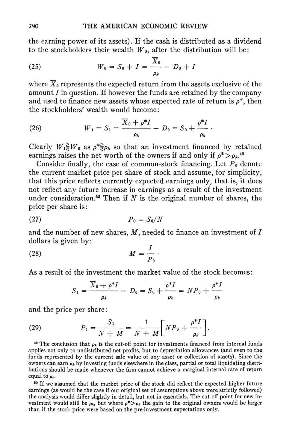 The Cost of Capital, Corporation Finance and the Theory of Investment - Franco Modigliani, Merton H. Miller, American Economic Review, Page 31