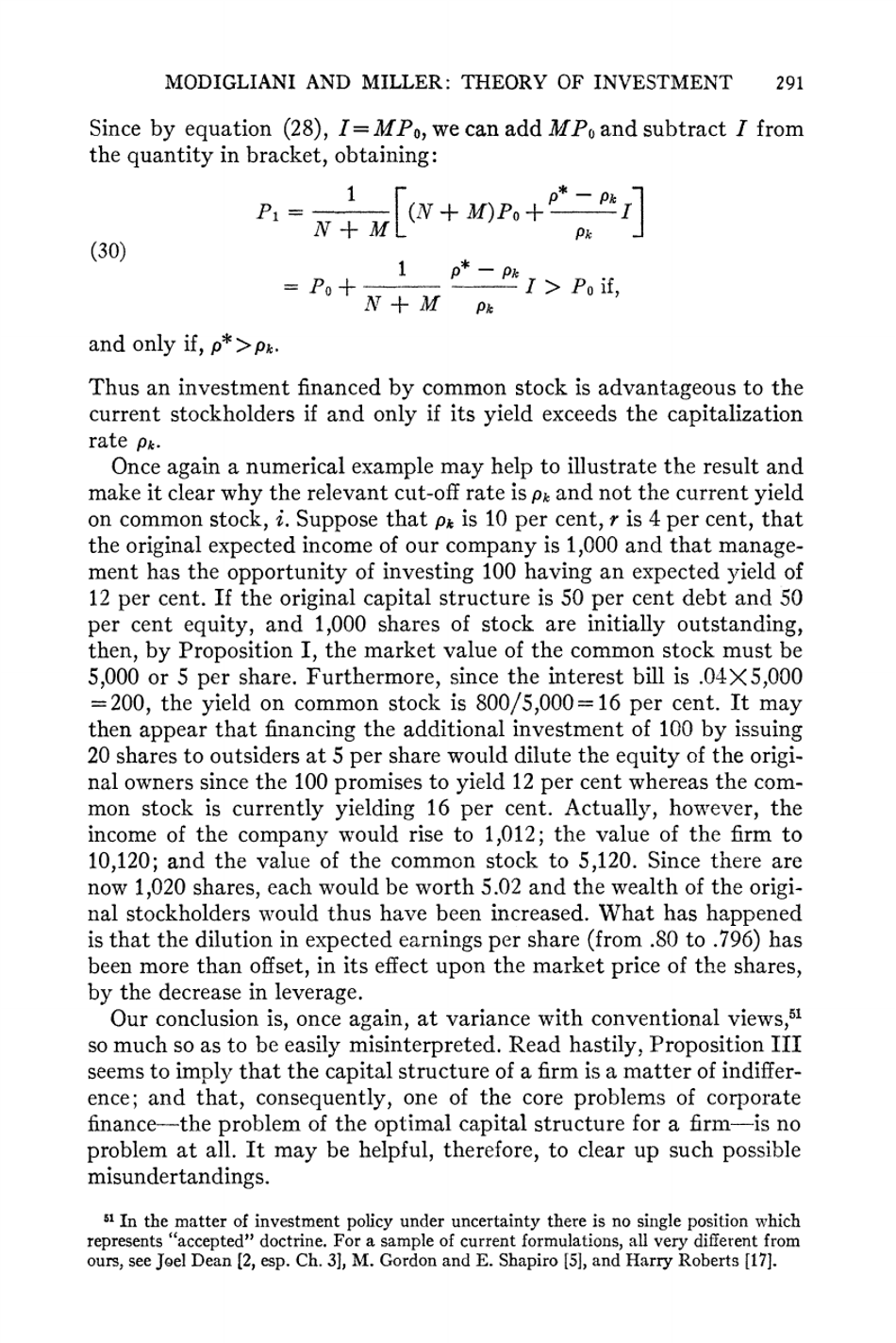 The Cost of Capital, Corporation Finance and the Theory of Investment - Franco Modigliani, Merton H. Miller, American Economic Review, Page 32