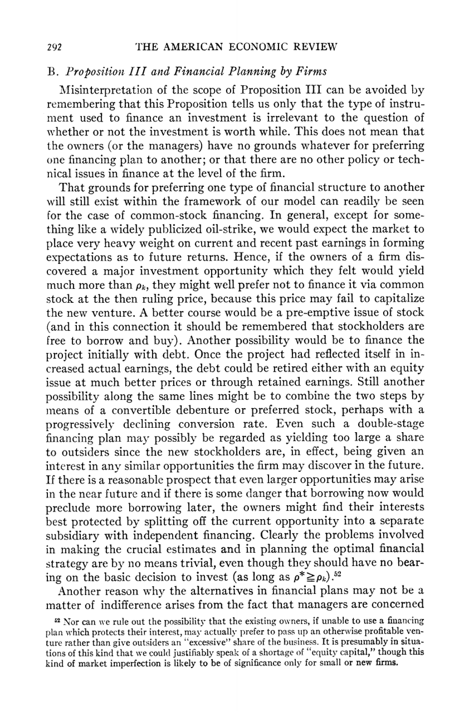 The Cost of Capital, Corporation Finance and the Theory of Investment - Franco Modigliani, Merton H. Miller, American Economic Review, Page 33