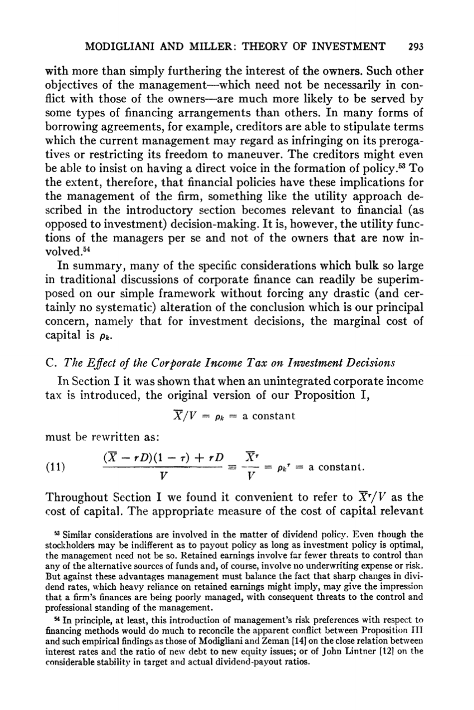 The Cost of Capital, Corporation Finance and the Theory of Investment - Franco Modigliani, Merton H. Miller, American Economic Review, Page 34
