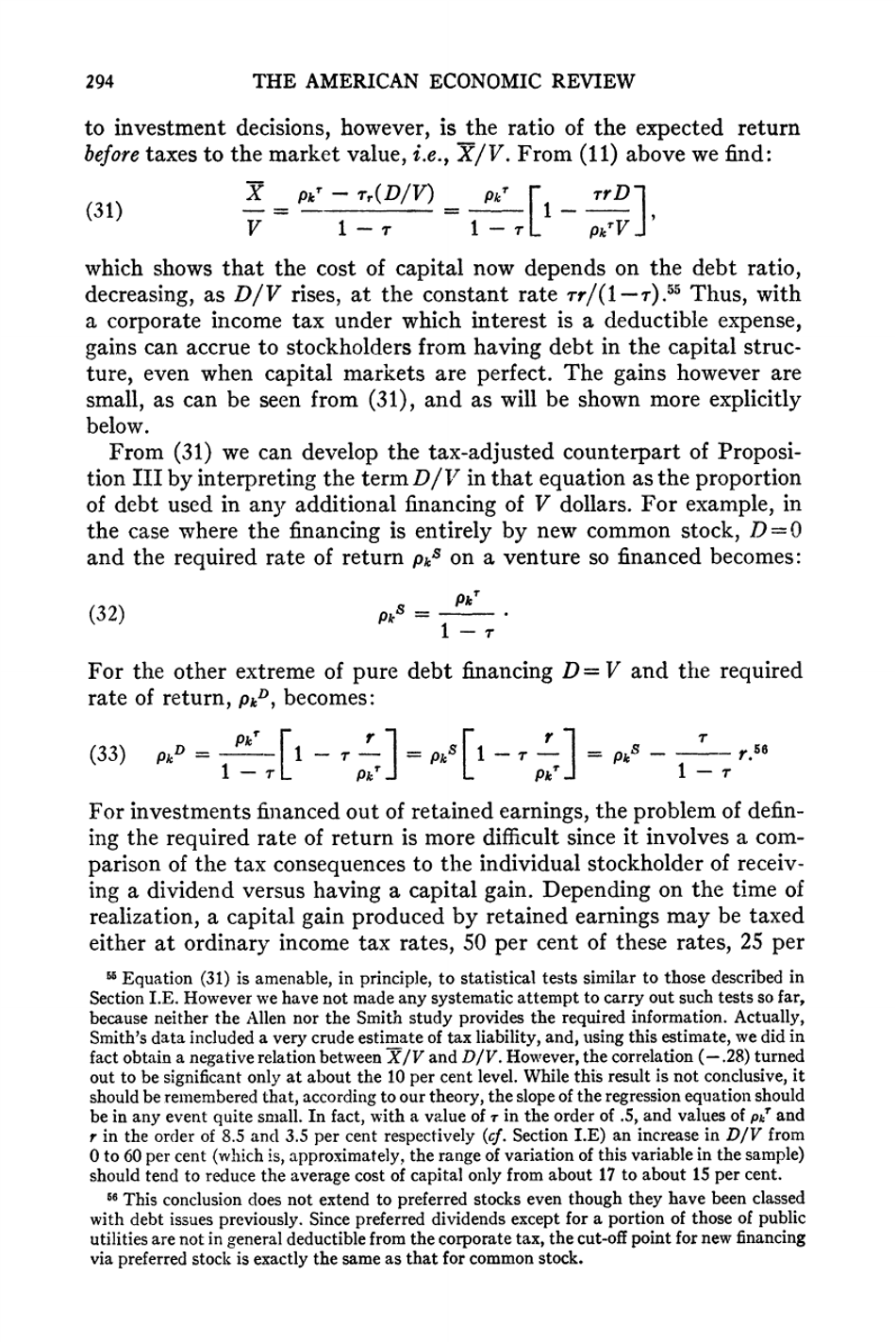 The Cost of Capital, Corporation Finance and the Theory of Investment - Franco Modigliani, Merton H. Miller, American Economic Review, Page 35