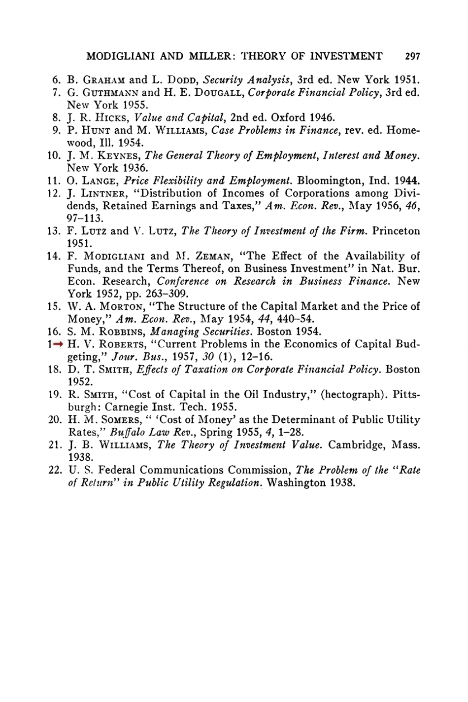 The Cost of Capital, Corporation Finance and the Theory of Investment - Franco Modigliani, Merton H. Miller, American Economic Review, Page 38