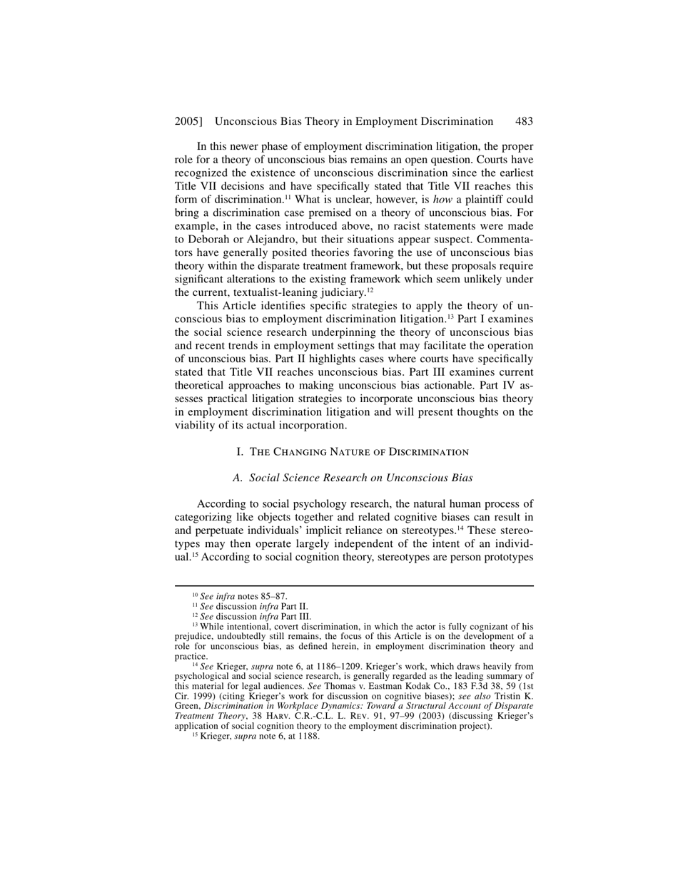 Unconscious Bias Theory in Employment Discrimination Litigation - Audrey J. Lee, Harvard Civil Rights-Civil Liberties Law Review, Page 3