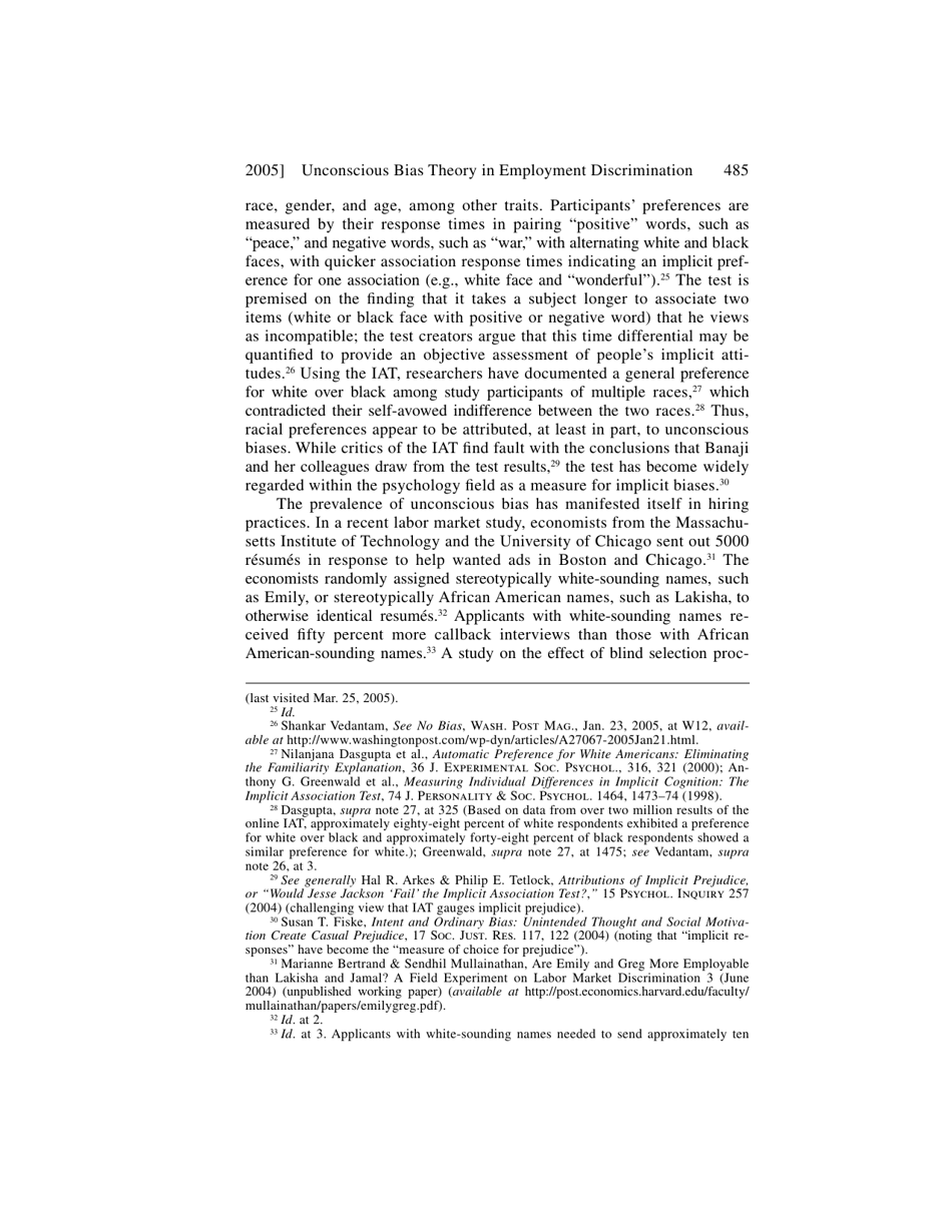 Unconscious Bias Theory in Employment Discrimination Litigation - Audrey J. Lee, Harvard Civil Rights-Civil Liberties Law Review, Page 5