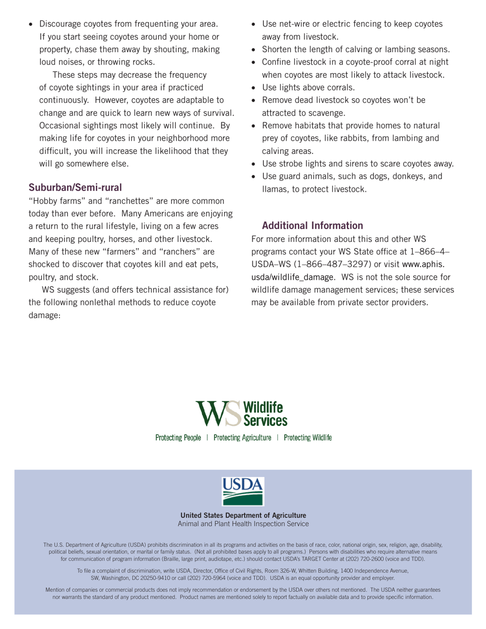 Coyotes in Towns and Suburbs Factsheet, Page 3