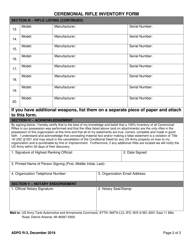 ADPO Form R-3 Ceremonial Rifle Inventory Form, Page 2