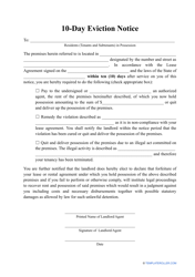 Document preview: 10-day Eviction Notice Template