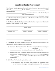&quot;Vacation Rental Agreement Template&quot;