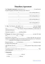 Document preview: Timeshare Agreement Template