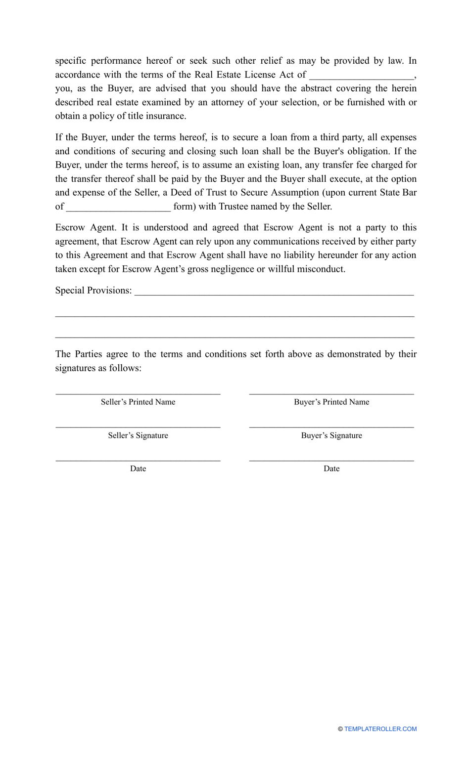 Earnest Money Agreement Earnest Money Receipt And Agreement To Purchase